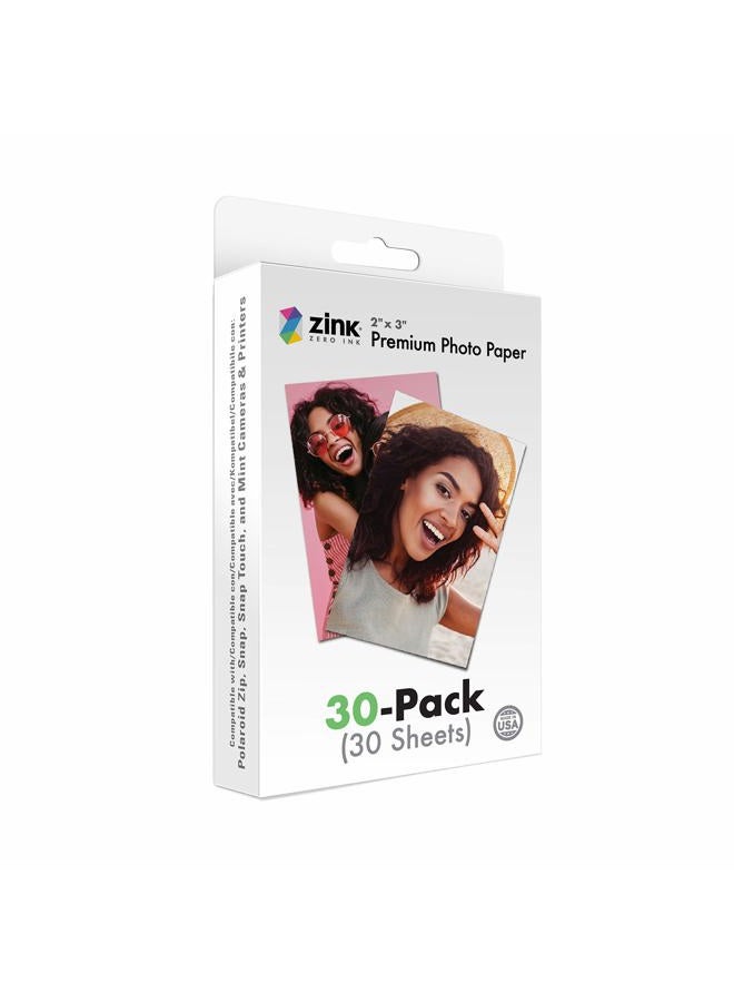 Zink 5.1 cmx3" Premium Instant Photo Paper (30 Pack) Compatible with Polaroid Snap, Snap Touch, Zip and Mint Cameras and Printers - Image 1