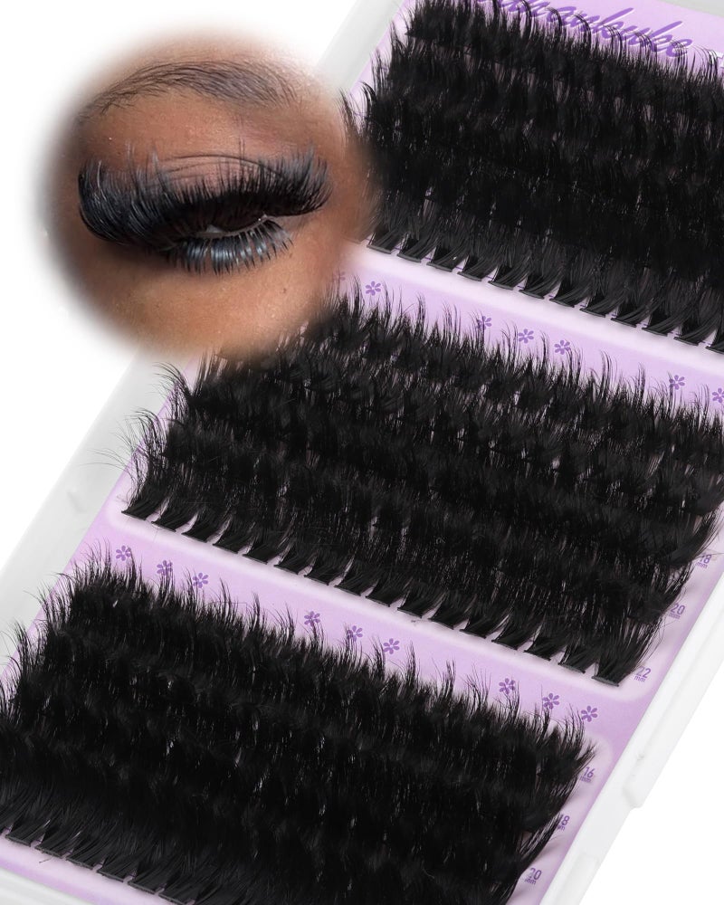 Boahankuke Fluffy Lash Clusters 260D+280D+300D Volume Eyelash Clusters Extensions D Curly Lashes Clusters 14-24MM Mink Cluster Lashes Spike Individual Lashes Full Lash Extension Mink Cluster Eyelash - Image 1