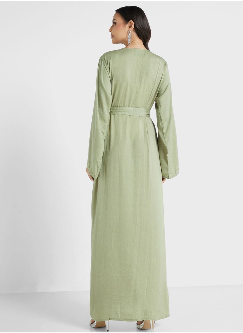 Embellished Belted Jalabiya