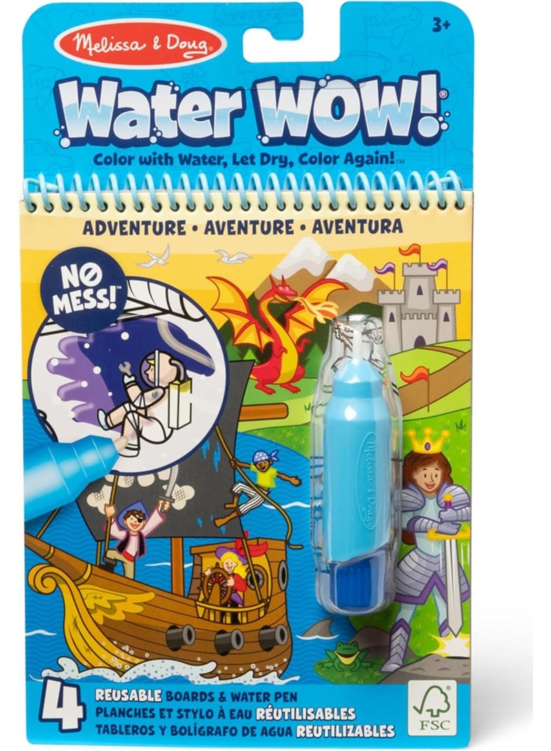 ميليسا آند دوج دفتر تلوين بالماء للأطفال – Melissa & Doug Water WOW – قابل لإعادة الاستخدام بدون فوضى + قلم ماء – رسومات مغامرات ممتعة – مناسب من عمر 3 سنوات - Image 1