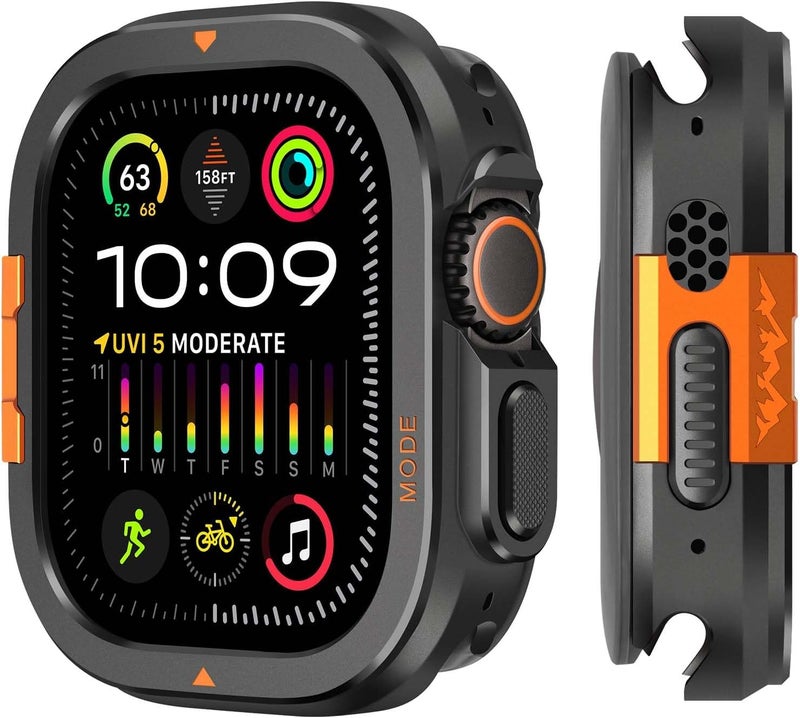Suphart 2-in-1 Case Compatible with Apple Watch Ultra 3/2/1 49 mm, Robust Protective Case with Back Frame for iWatch 49 mm, Black - Image 1