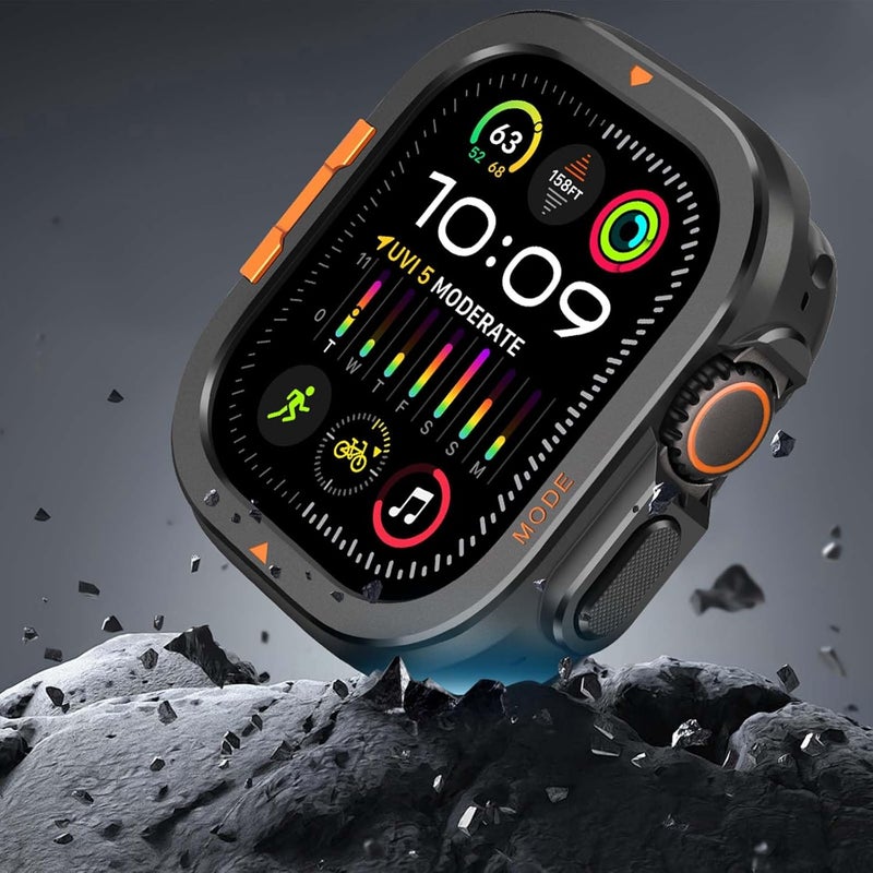 Suphart 2-in-1 Case Compatible with Apple Watch Ultra 3/2/1 49 mm, Robust Protective Case with Back Frame for iWatch 49 mm, Black - Image 5
