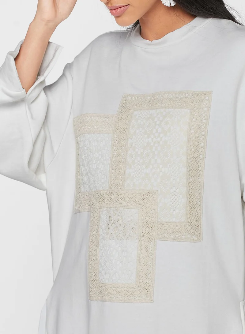 ELEGANZA Crew Neck Printed Dress