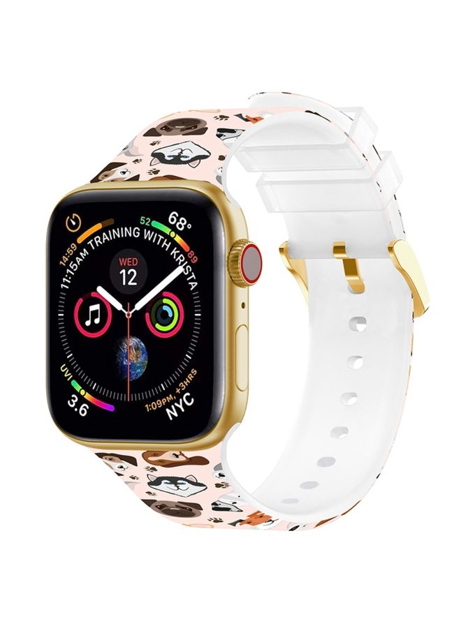 Replacement Strap Square Buckle Color Printing Watch Band For Apple Watch Series 9&8&7 41mm / SE 3&SE 2&6&SE&5&4 40mm / 3&2&1 38mm Animal 1