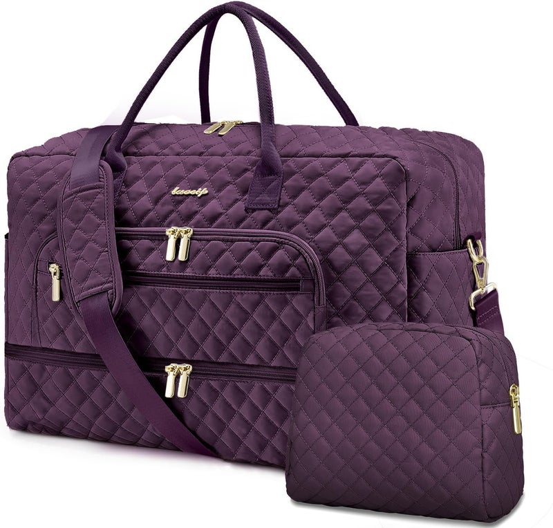 LUOCIP Travel Duffle Bag Weekender for Women - Carry-On Overnight Bag Personal Item Bag with Shoe Compartment & Wet Pocket Large Weekend Tote Bags with Toiletry Bag Hospital Bags for Labor and Delivery - Image 1