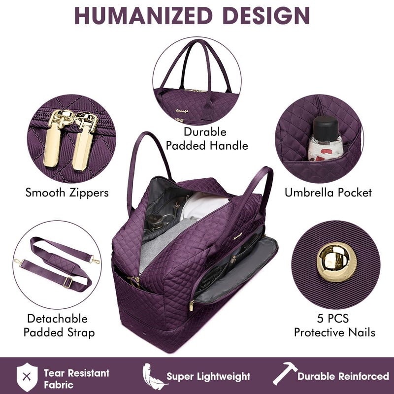 LUOCIP Travel Duffle Bag Weekender for Women - Carry-On Overnight Bag Personal Item Bag with Shoe Compartment & Wet Pocket Large Weekend Tote Bags with Toiletry Bag Hospital Bags for Labor and Delivery - Image 3