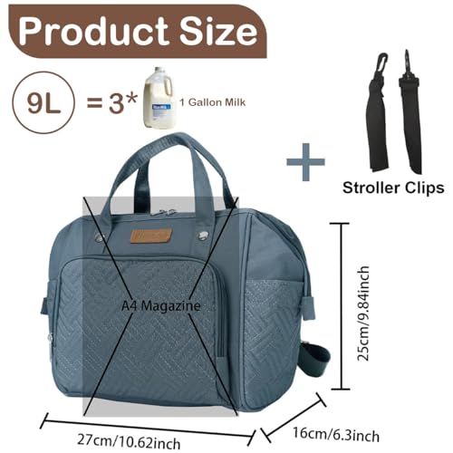 FHELAD Lightweight Mini Diaper Backpack for Quick Trips 5Way Carrying Waterproof Baby Bag with Insulated Bottle Pockets Perfect for Hospital Park Outings Dark Gray - Image 3