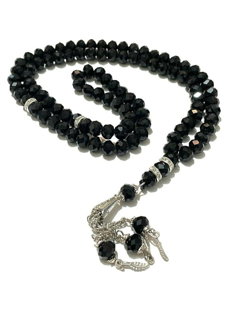 Tasbih Tazbeeh 99 Crystals Islamic Rosary Beads for Zikr and Dua (Black)