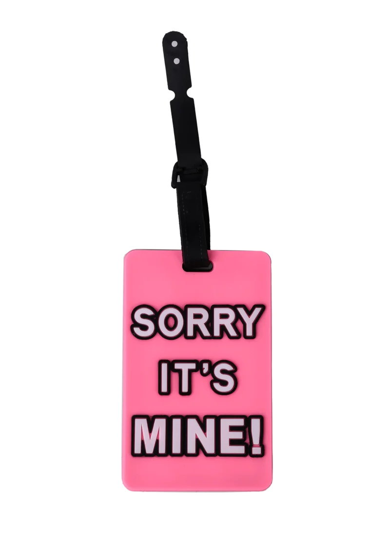 Cuisine Art Luggage Tag with Name ID Card, Personalized Identifier ID Labels, Flexible PVC Travel Tags, Secure Travel Luggage Labels for Baggage Identity, Suitcase Tag  – "Sorry, It's Mine" Design, Pink