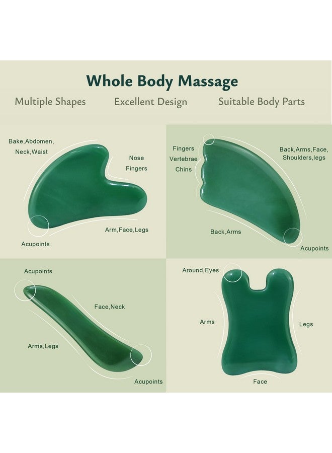 Rena Chris Guasha Massage Tool, 4 Pcs Gua Sha Facial Tool, Guasha Board for SPA Acupuncture Therapy Trigger Point Treatment, Gua Sha Scraping Massage Tool（Green） - Image 5