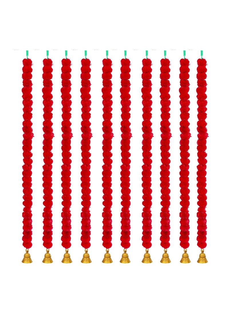 iHandikart iHandikart Artificial Garlands with Bell in The Bottom Used for Office Home Diwali DecorationsDiwali Gift Color Red Pack of 10 HV31043B  - Image 1