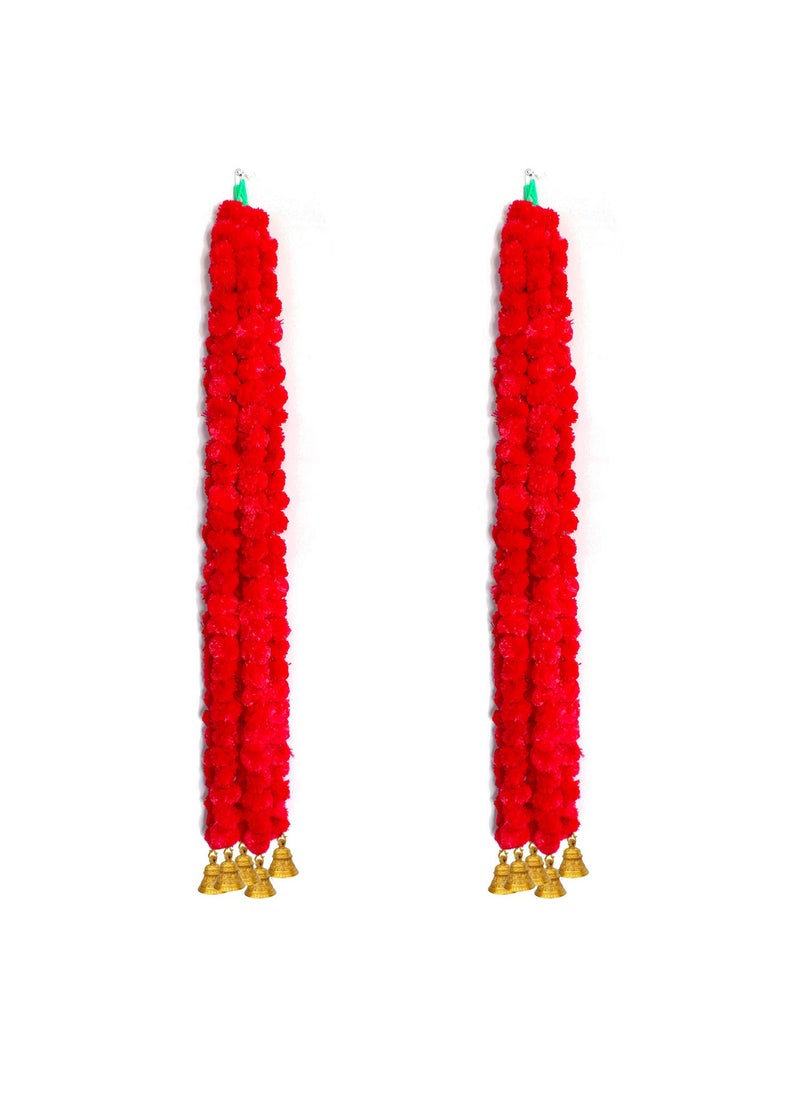 iHandikart iHandikart Artificial Garlands with Bell in The Bottom Used for Office Home Diwali DecorationsDiwali Gift Color Red Pack of 10 HV31043B  - Image 2