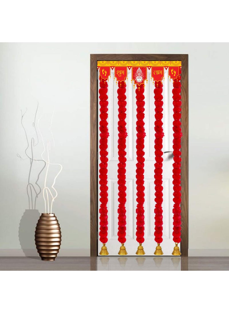 iHandikart iHandikart Artificial Garlands with Bell in The Bottom Used for Office Home Diwali DecorationsDiwali Gift Color Red Pack of 10 HV31043B  - Image 3