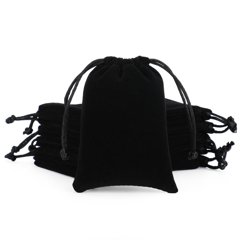 Tapleap Jewelry Bags, 12Pcs Black Velvet Coin Pouch, 3x4 Drawstring Bags, Wedding, Valentine's Day, For Wrapping Dnd Dice, Jewelry, Resin Runes, Mini Urns - Image 1
