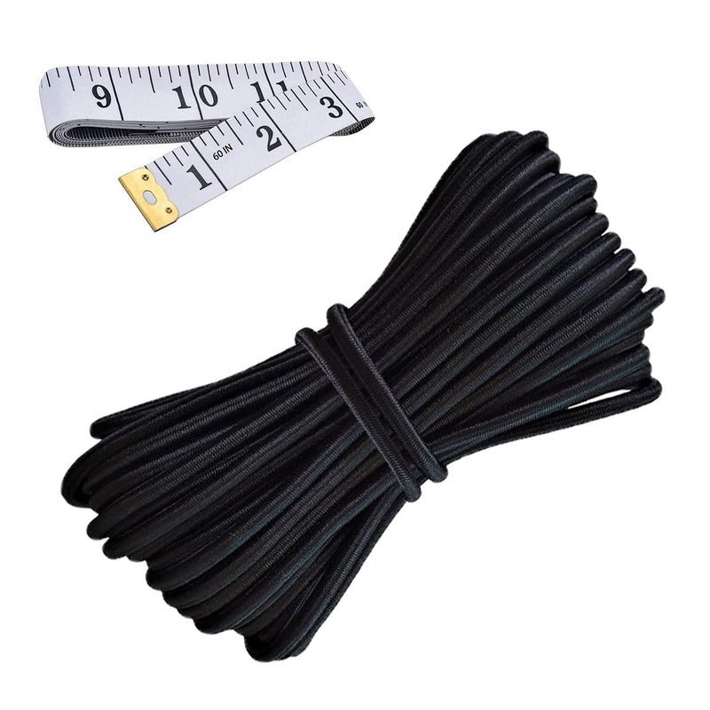Hemylu Elastic Cord 1/8 Inch (3Mm) X 33Ft Black Elastic String Bungee Shock Cord With Nylon Sleeve And Heavy Strength For Crafting Diy Sewing - Image 1