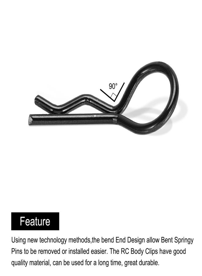 MECCANIXITY 20pcs 30-Degree Angle RC Body Clips Bent Springy R Pins 25x1.4x10mm for All 1/8 1/10 Scale Model RC Car Crawler Truck Shell Replacement Parts(Black) - Image 4