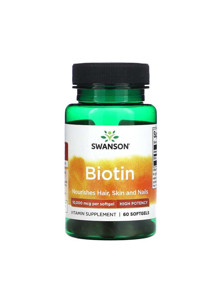 Biotin, 10,000 mcg, 60 Softgels