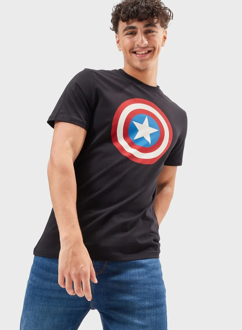 SP Characters Captain America Crew Neck T-Shirt