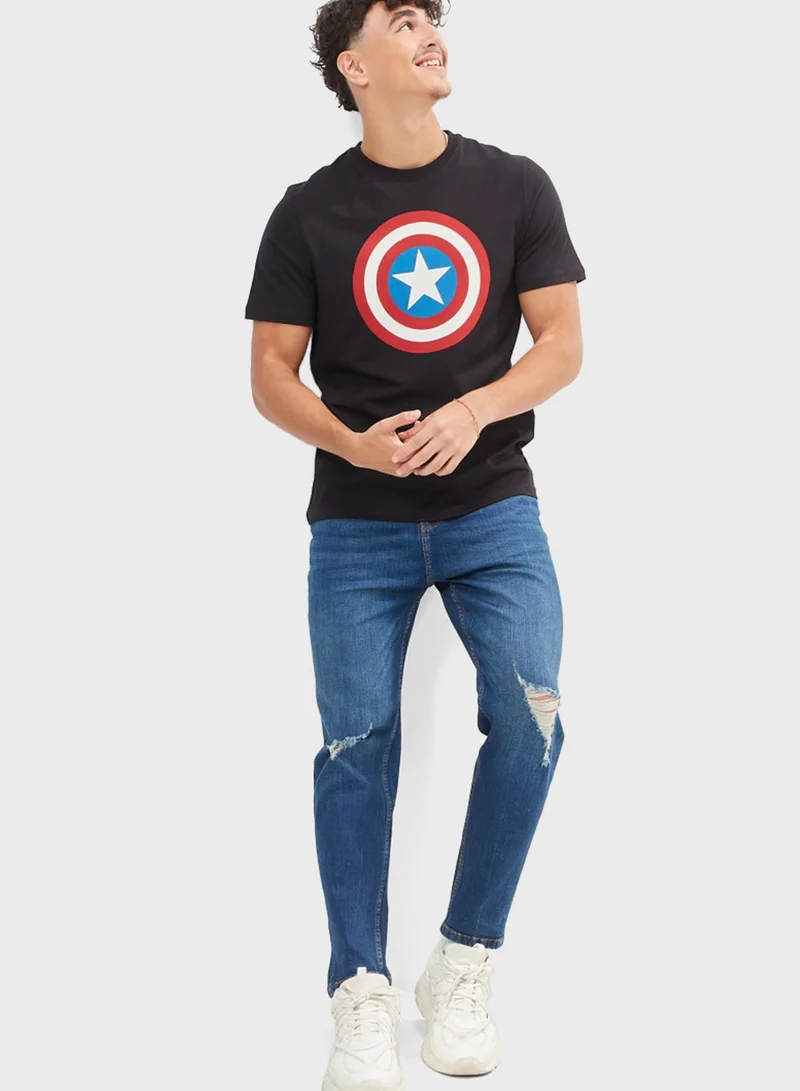 SP Characters Captain America Crew Neck T-Shirt