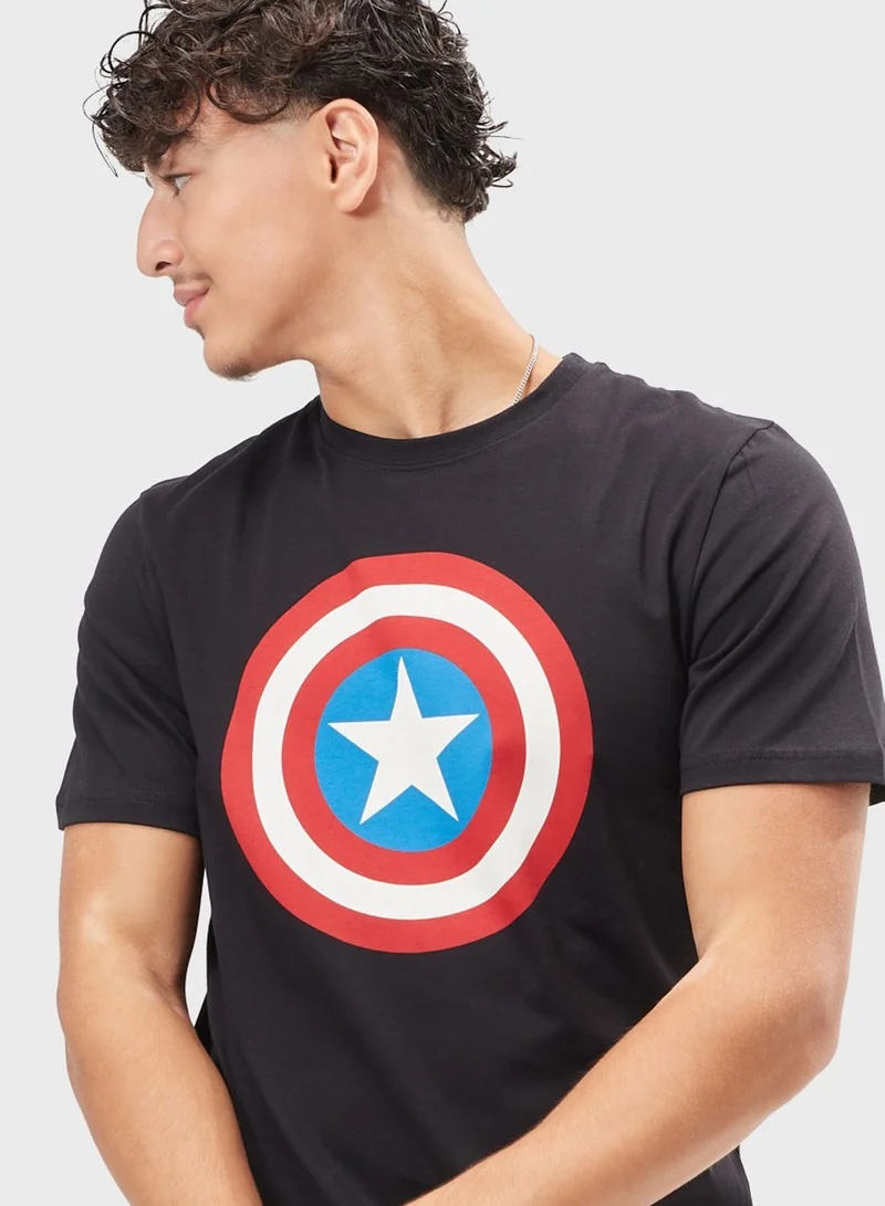 SP Characters Captain America Crew Neck T-Shirt
