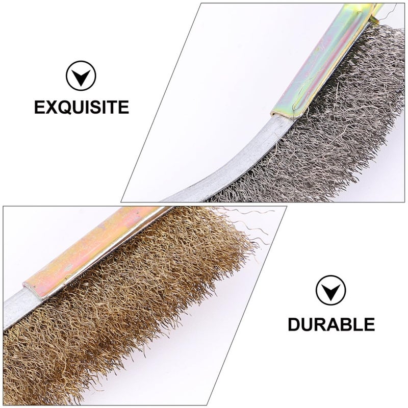8PCS Wire Brush Set Long Handle Stainless Steel Copper Black Nylon Bristles Rust Removal Blind Angle Cleaning - Image 4