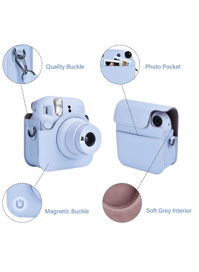 Rieibi Camera Case Compatible with Fuji Instax Mini 12 - Polaroid Instax 12 Carry Case for Fujifilm Instax Mini 12 Instant Camera - Fuji mini 12 Bag Cover with Strap - Blue - Image 4