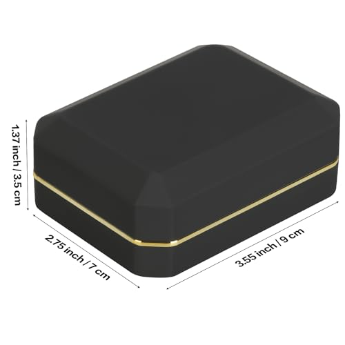 LETURE Luxury LED Pendant Necklace Gift Box with LED Light, Velvet Jewelry Storage Display Case for Proposal Engagement Wedding Anniversary Birthday(Black) - Image 4