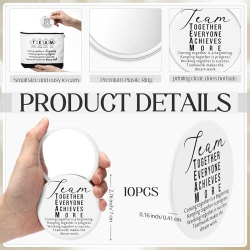 Sets Employee Appreciation Gift Bulk for Womens History Month Makeup Bag with Zipper Mini Compact Mirrors for Social Worker - Image 3