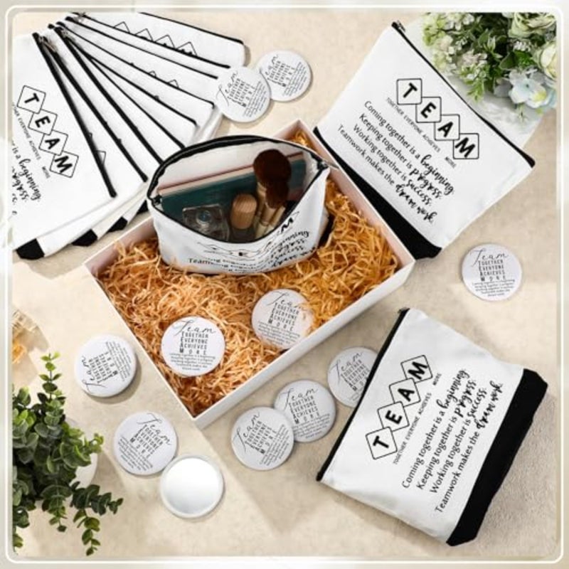 Sets Employee Appreciation Gift Bulk for Womens History Month Makeup Bag with Zipper Mini Compact Mirrors for Social Worker - Image 5