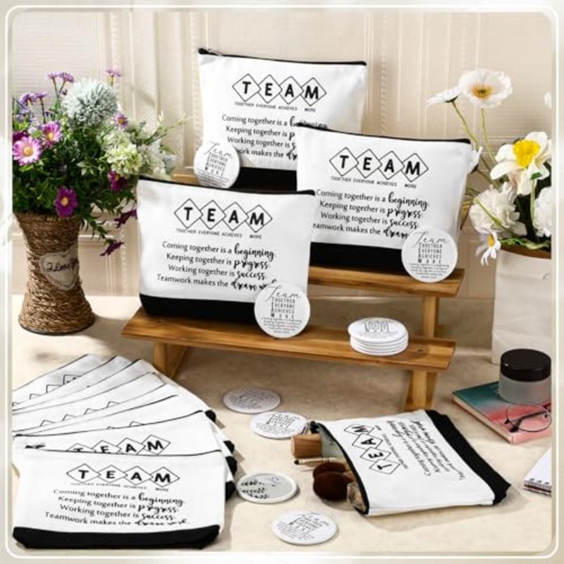 Sets Employee Appreciation Gift Bulk for Womens History Month Makeup Bag with Zipper Mini Compact Mirrors for Social Worker - Image 4
