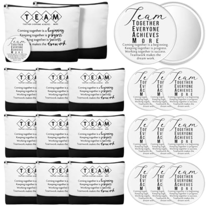 Sets Employee Appreciation Gift Bulk for Womens History Month Makeup Bag with Zipper Mini Compact Mirrors for Social Worker - Image 1