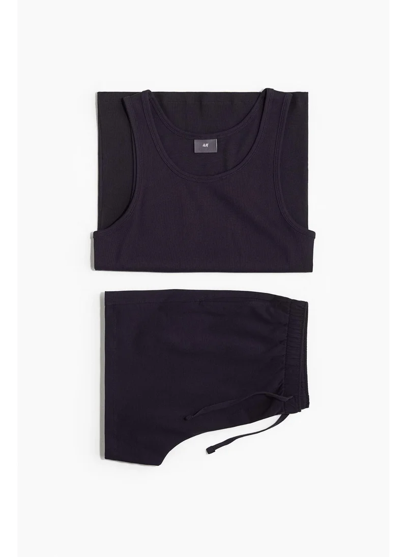 اتش اند ام Cotton pyjama vest top and shorts