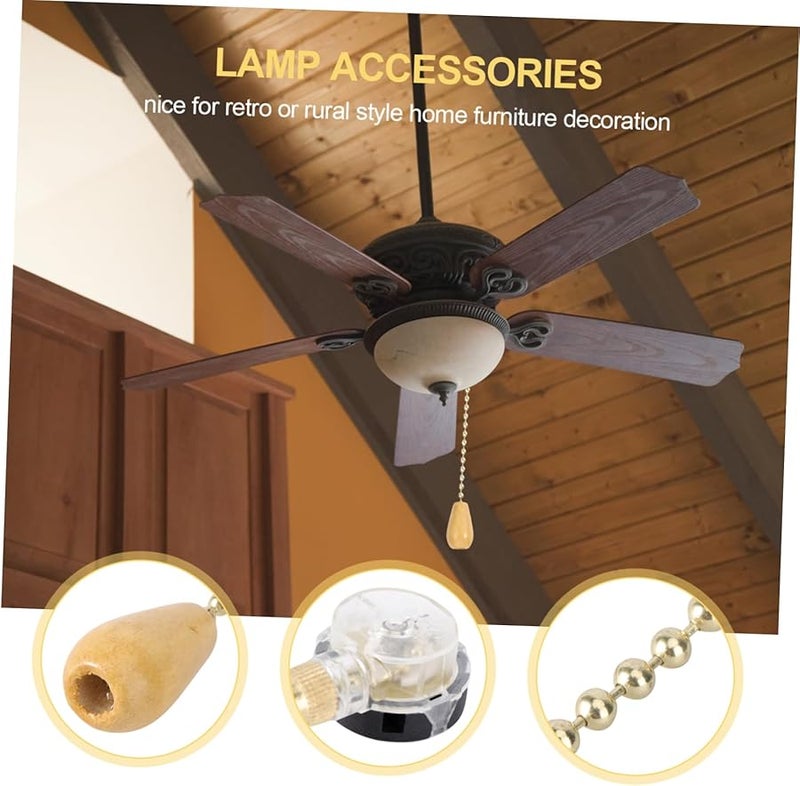 سلسلة سحب على الطراز الكلاسيكي لمروحة السقف والمصباح، مع تحكم قابل للتعديل في سرعة الضوء، مقاس 15 × 3.2 سم - Image 4