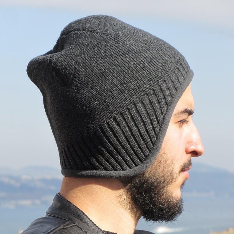 Takı Dükkanı Jewelry Shop CP181 Beret Hat Inner Polar Fleece With Earmuffs Men's Anthracite  - Image 2