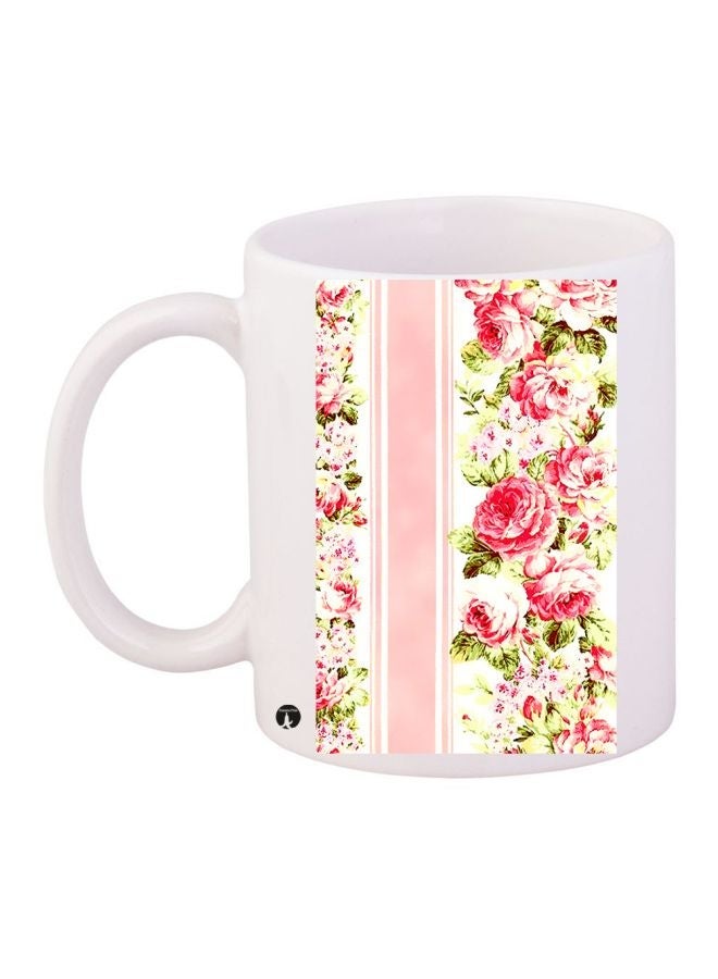 RYN Floral Printed Coffee Mug White/Red/Green 11ounce
