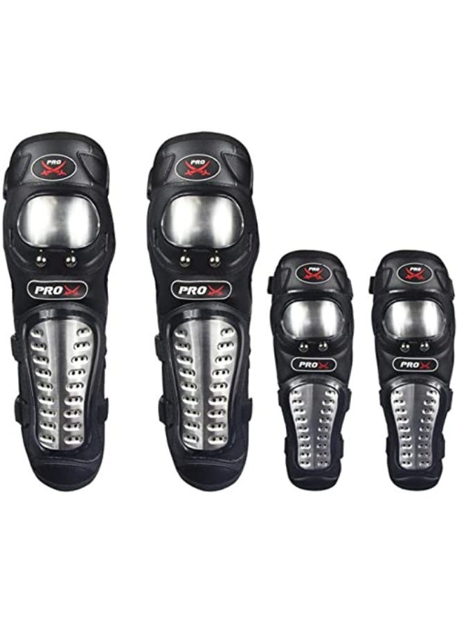 PRO Motorcycle Kneepad Stainless Steel Moto Elbow Knee Pads Motocross Racing Protective Gear Protector Guards Kit 4 Piece Set Flexible Breathable Adjustable Elbow Armor Bike Safety - Image 1