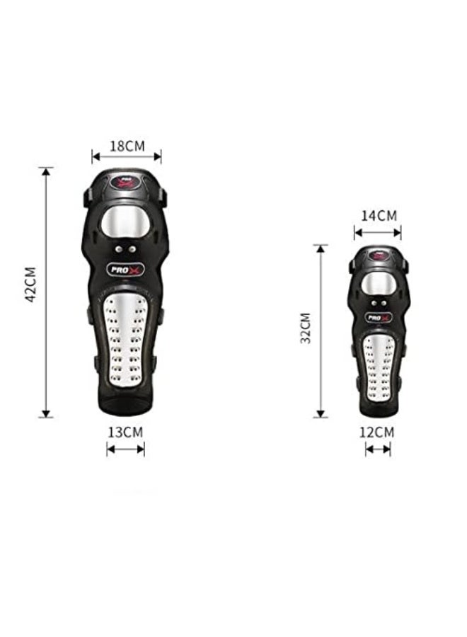 PRO Motorcycle Kneepad Stainless Steel Moto Elbow Knee Pads Motocross Racing Protective Gear Protector Guards Kit 4 Piece Set Flexible Breathable Adjustable Elbow Armor Bike Safety - Image 2