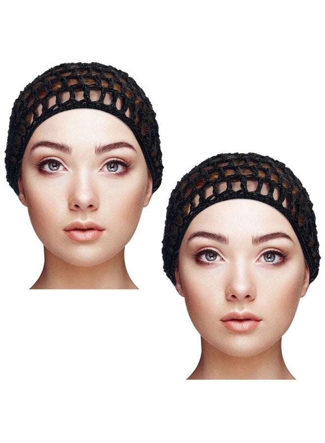 Geyoga غطاء شعر شبكي محبوك من قطعتين (أسود) - Image 1