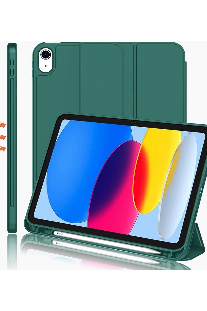 Theodor Case Compatible with iPad (A16) 11th Gen 11 Inch 2025/10th Gen 10.9 Inch 2022 Smart Case with Pencil Holder, Protective Case with Soft TPU Back, Auto Sleep/Wake Cover, Dark Green  - Image 1