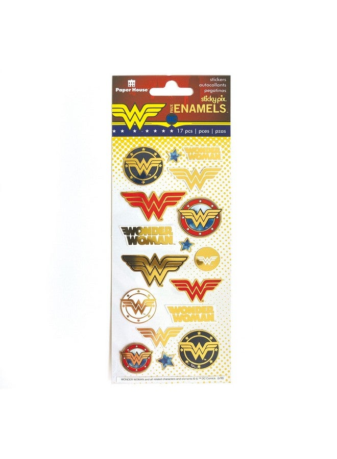 بلاي هاوس ورقة ملصق بتأثير المينا اللامعة بشعارات Wonder Woman من DC Comics، عبوة واحدة - Image 3