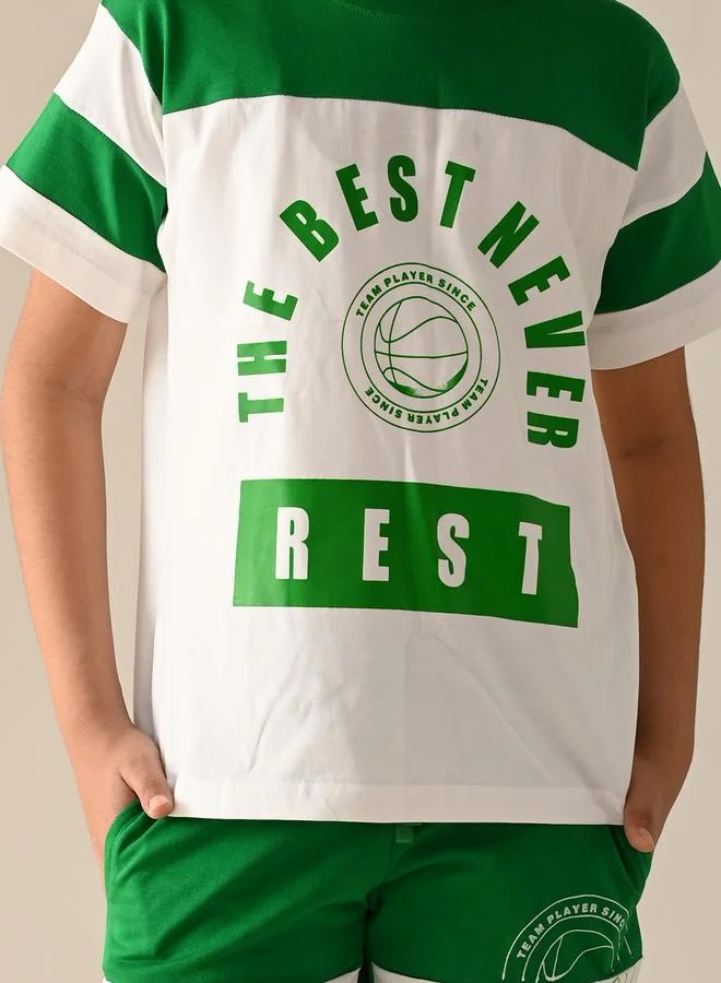 ليل بيكس Numeric Printed T-shirt with Shorts Set