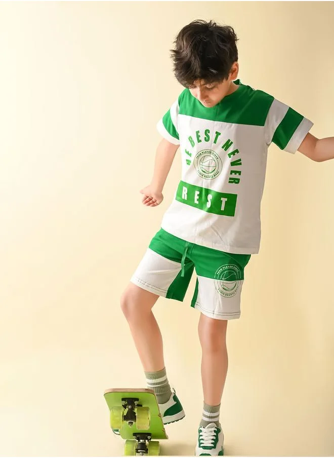 ليلك Numeric Printed T-shirt with Shorts Set