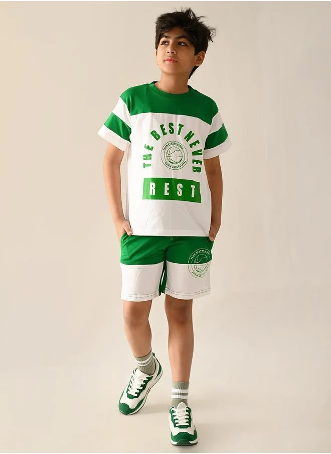 ليلك Numeric Printed T-shirt with Shorts Set