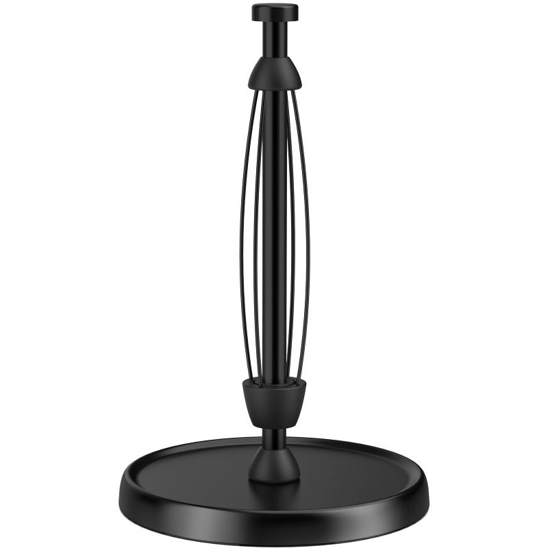 Swaitee Paper Towel Holder Countertop, One-Handed Tear, Stainless Steel, Weighted Base, Black, Paper Towel Roll Holder Stand with Ratchet Mechanism for Kitchen Bathroom Farmhouse Essentials Decor Accessories - Image 1
