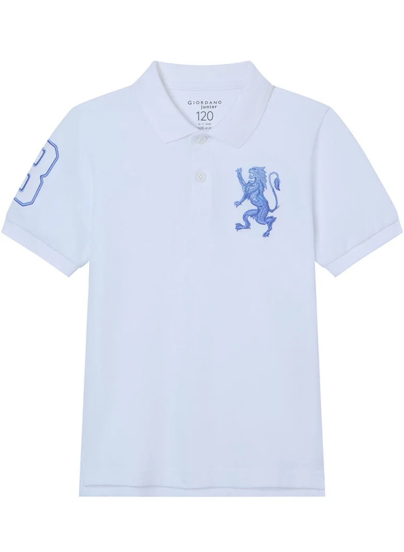 GIORDANO  Kids’ Slim Fit Lion Embroidered Cotton Polo  | Best Price UAE