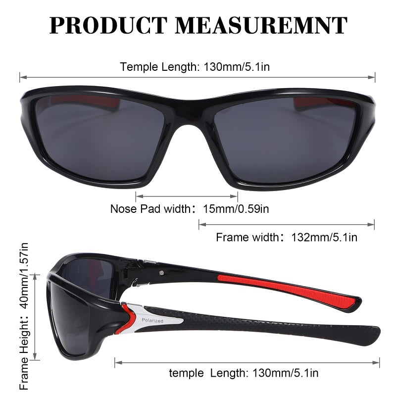 TOODOO 4 Pairs Men Polarized Sunglasses with UV Protection Driving Glasses Sports for Sport Outdoor Activities (Classic Colors) - Image 2