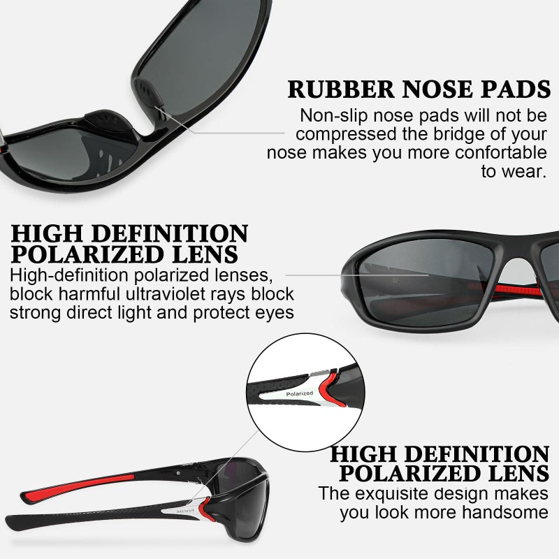 TOODOO 4 Pairs Men Polarized Sunglasses with UV Protection Driving Glasses Sports for Sport Outdoor Activities (Classic Colors) - Image 3