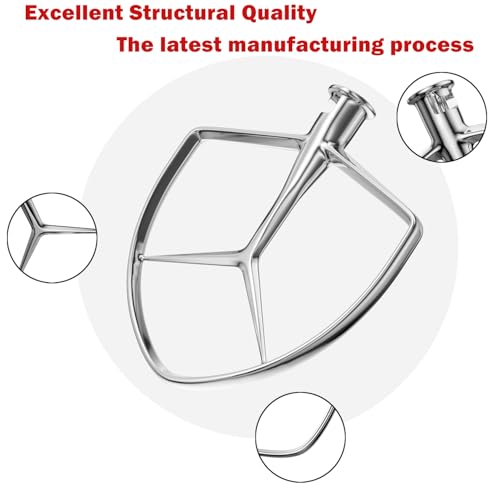 XINCAN 7QT Stainless Steel Flat Beater for KitchenAid Stand Mixer, Kitchen Aid Paddle Attachment Accessories/No coating/Dishwasher Safe Replacement for Kitchenaid Professional 7QT Series Mixer - Image 3
