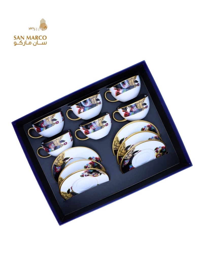 San Marco طقم شاي الطاووس الملكي - 12 قطعة - Image 3