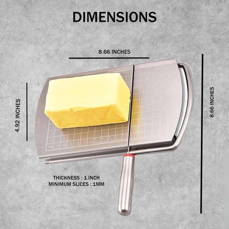 EVER FOUND Stainless Steel Cheese Slicers for Block Cheese Heavy Duty-Multipurpose Cheese Cutter Board with Sharp Knife, Precision Scale and Anti Slip Rubber Pads for cutting Block Cheese & Much More - Image 4